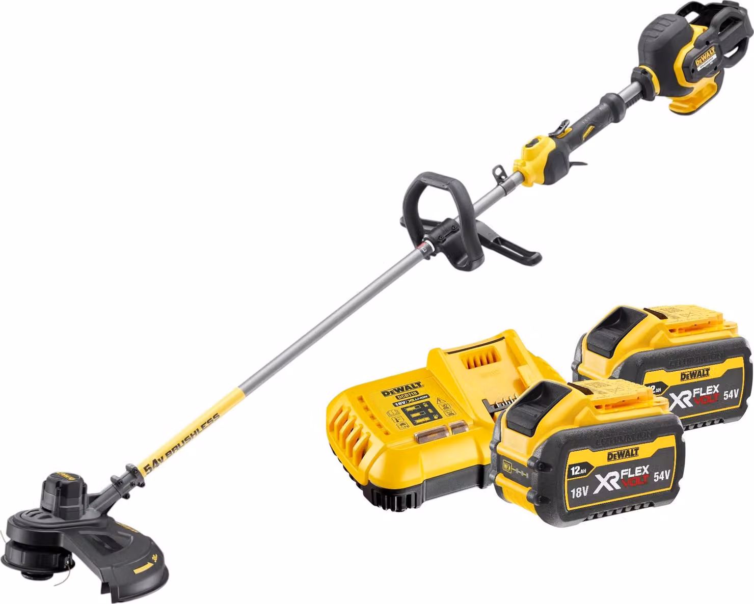 DeWalt DCM 571 Y2 Decespugliatore a batteria 54 V FlexVolt 38 cm Brushless + 2x batteria 12,0 Ah + caricabatteria