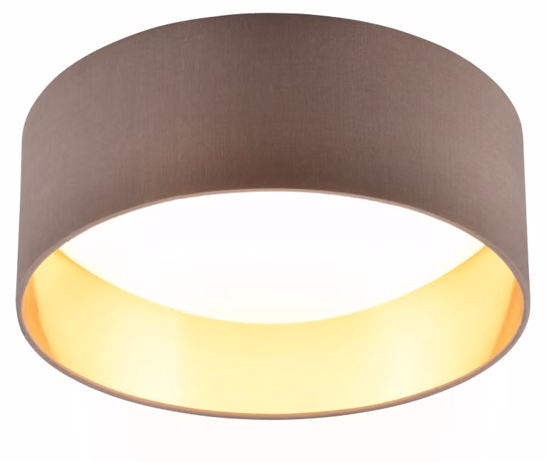 Plafoniera LED rotonda LOCARNO, grigio e bianco, 12W, luce calda (3000K), 1160 lumen, tessuto, dimensioni: 11x30x30 cm, grado di protezione IP20, modello RL