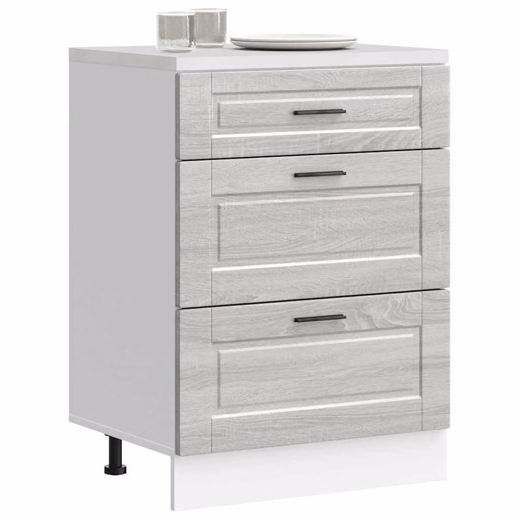 Base da cucina moderna vidaXL in legno multistrato e MDF, colore Grigio Sonoma, L: 60,0 cm, P: 46,0 cm, H: 81,5 cm