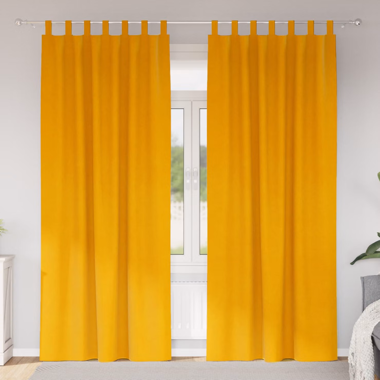 Set di 2 tende oscuranti vidaXL in velluto giallo, L: 140 cm, H: 245 cm