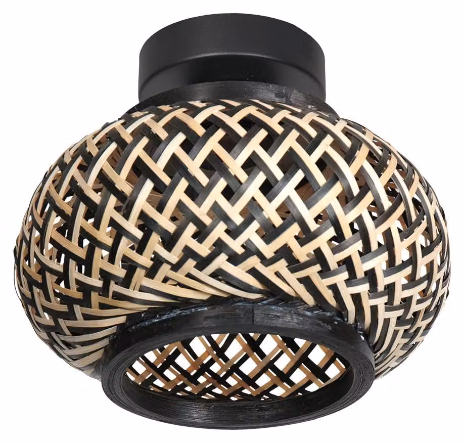 Plafoniera - naturale nero - Bloeba - bambù metallo - Ø 23cm - E27 - 4501ZW - Steinhauer
