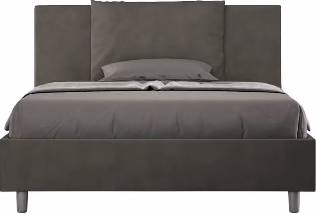 Letto Matrimoniale Francese Moderno GIORDANOSHOP in Microfibra Grigio L/P/H: 140 x 190 x 155 cm – 1