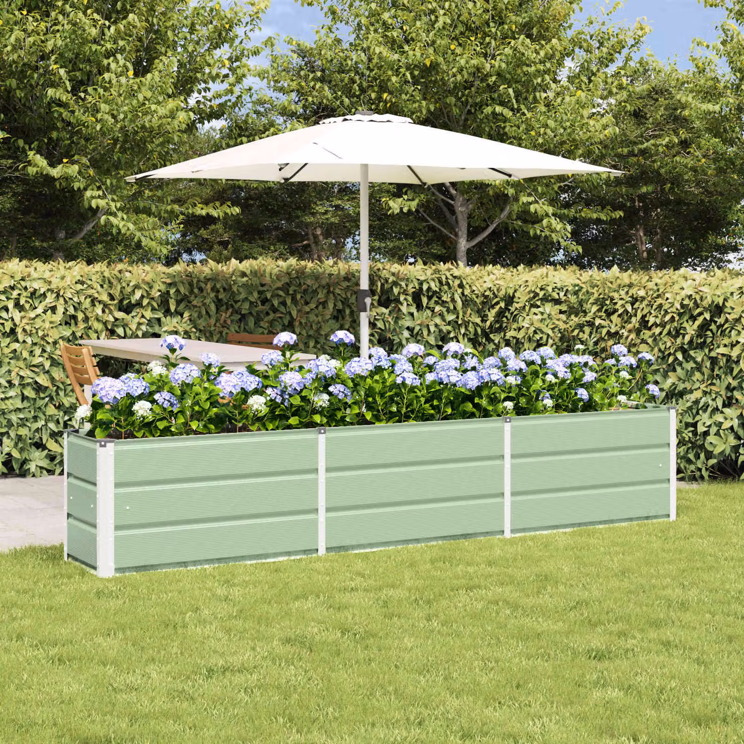 Fioriera verde vidaXL in acciaio e plastica per giardino e piante da interno L 240 cm x P 40 cm x H 45 cm