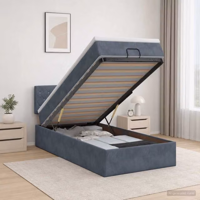 Letto ottomano con materasso Grigio Scuro 90 x 200 cm Velluto 3456460