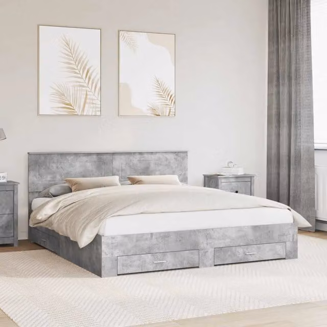 Struttura del letto con testiera-Giroletto con Testiera Grigio cemento 180 x 200 cm 367228