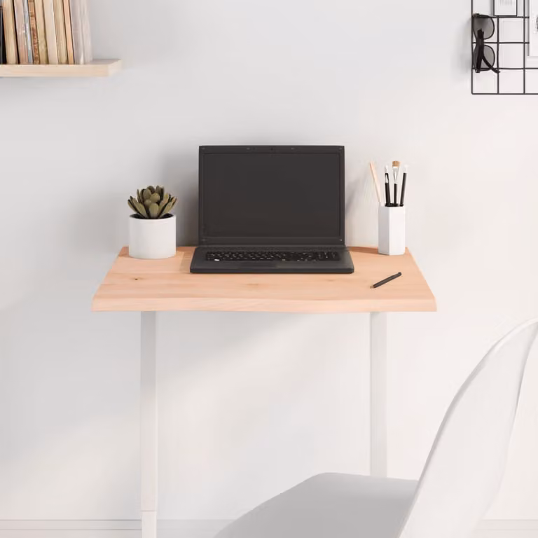 Piano per tavolo vidaXL in rovere massello non trattato con bordo naturale, colore marrone, L: 60 cm, P: 40 cm, H: 2 cm