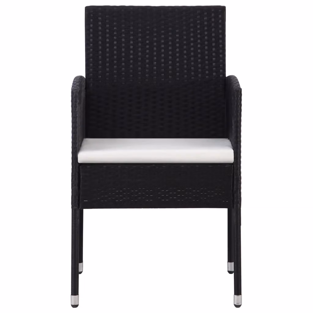 Set di 4 sedie da giardino vidaXL in polyrattan nero con cuscini bianco crema e braccioli – 2