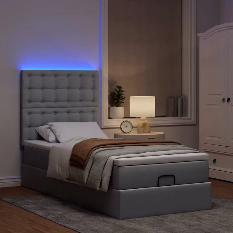 Maison Exclusive - Pouf Letto con Materasso e LED Grigio Chiaro 90x200 cm Tessuto