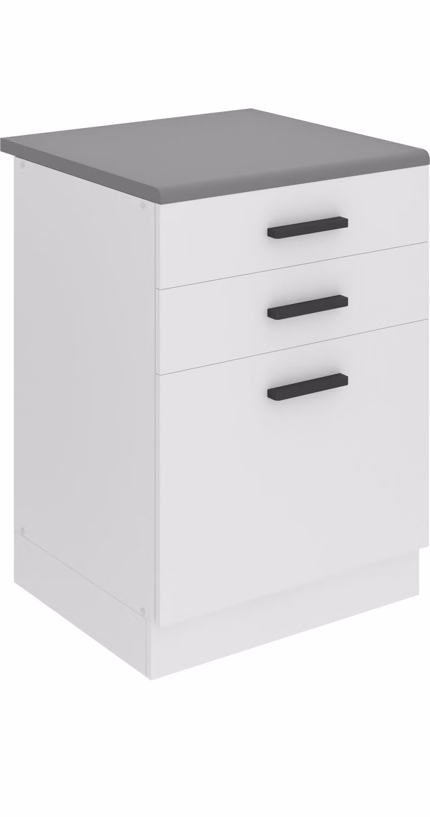 Base da cucina Belini, base da cucina larga 60 cm. Base per cucina SDSZ con piano di lavoro. Mobile da cucina con cassetti, bianco opaco