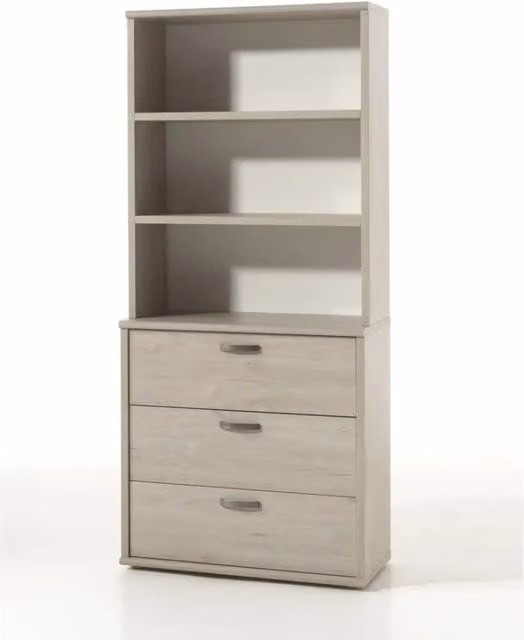 Cassettiera DANY – 3 cassetti con modulo 3 scaffali in rovere chiaro