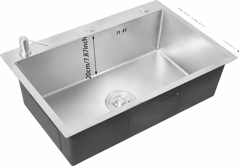 Lavello da cucina, acciaio inox, design moderno, argento