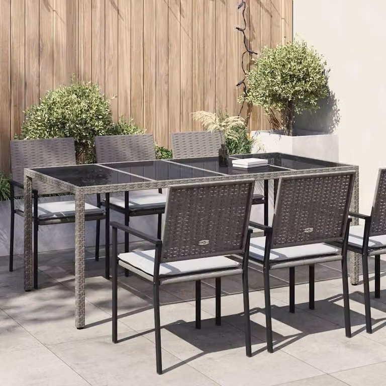 vidaXL Tavolo da giardino quadrato in polyrattan grigio resistente ai raggi UV