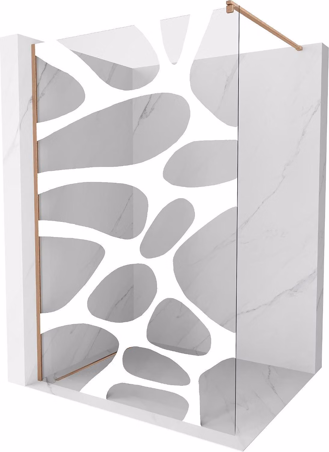 Mexen Kioto parete doccia Walk-in 130 x 200 cm, onda bianca 8 mm, rame spazzolato - 800-130-101-65-97