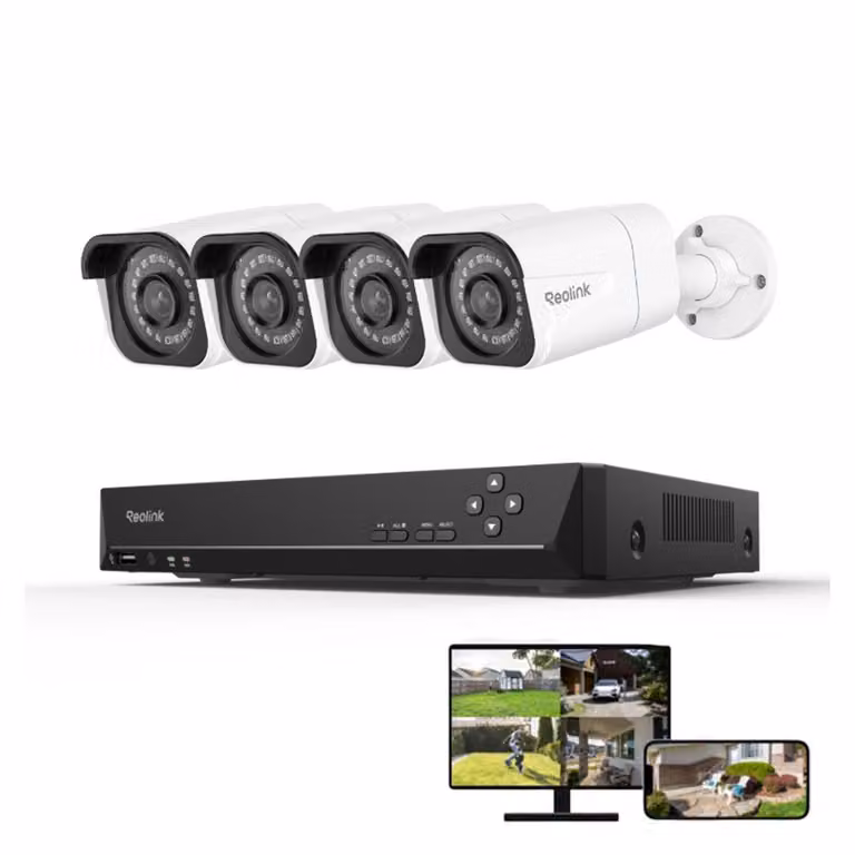 Sistema di sorveglianza per esterni Reolink 4K 8MP, telecamera di sorveglianza 4X 4K 8MP PoE e NVR 8CH 2TB HDD, registrazione 24/7, rilevamento persone/veicoli/animali