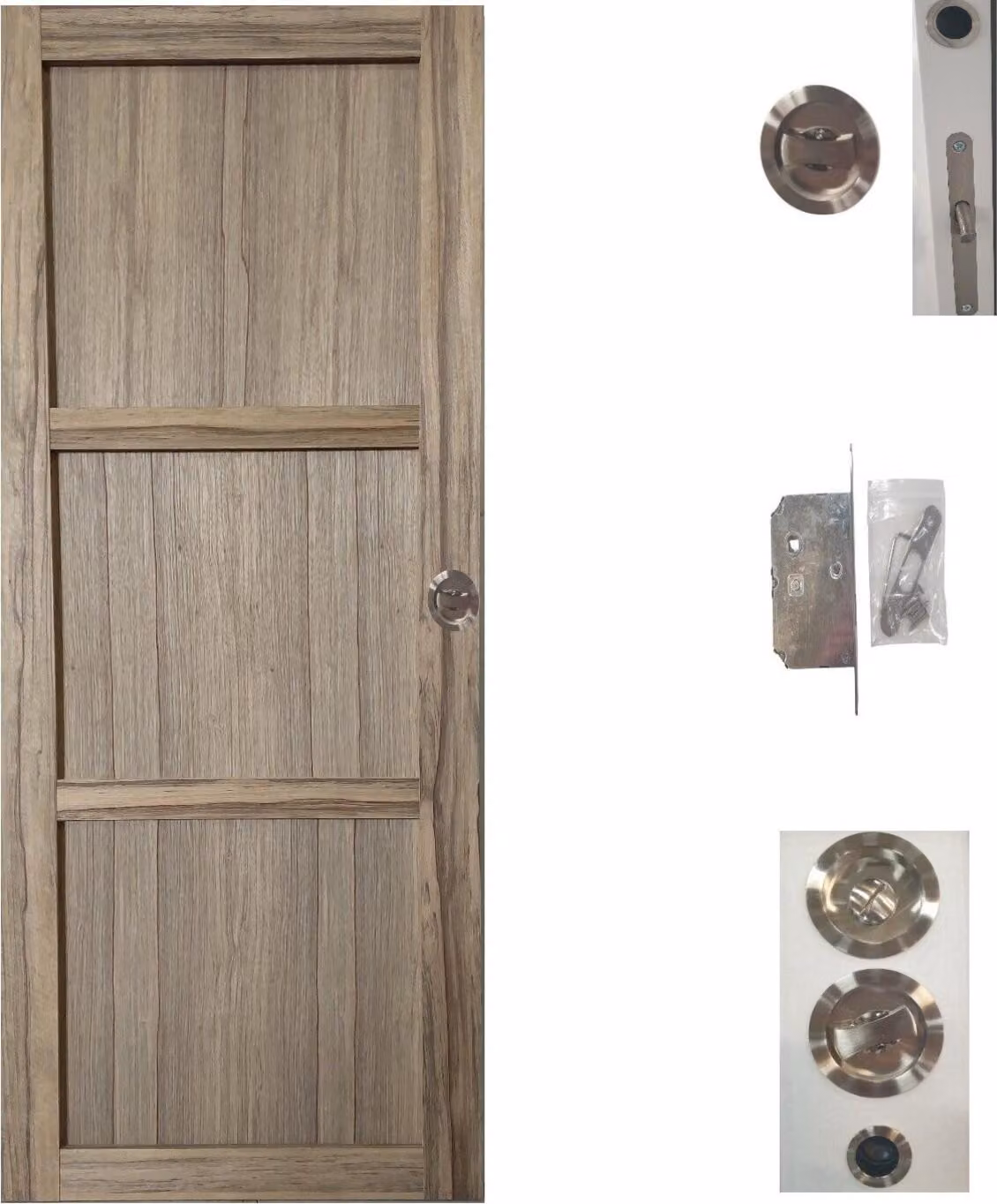Porta scorrevole in legno Frake 3 ante H204 x L73 cm, serratura di blocco Gd Menuserie