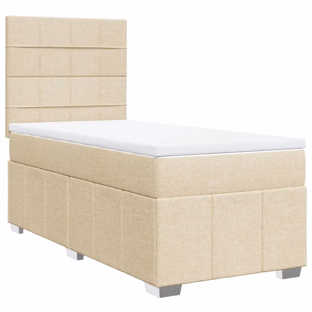 Giroletto a Molle con Materasso Crema 100x200 cm in Tessuto
