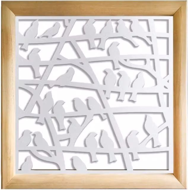 Moduli Decorativi BIRDS Signorbit in Legno e PVC, Colore Bianco, L/P/H: 98 x 98 x 98 cm