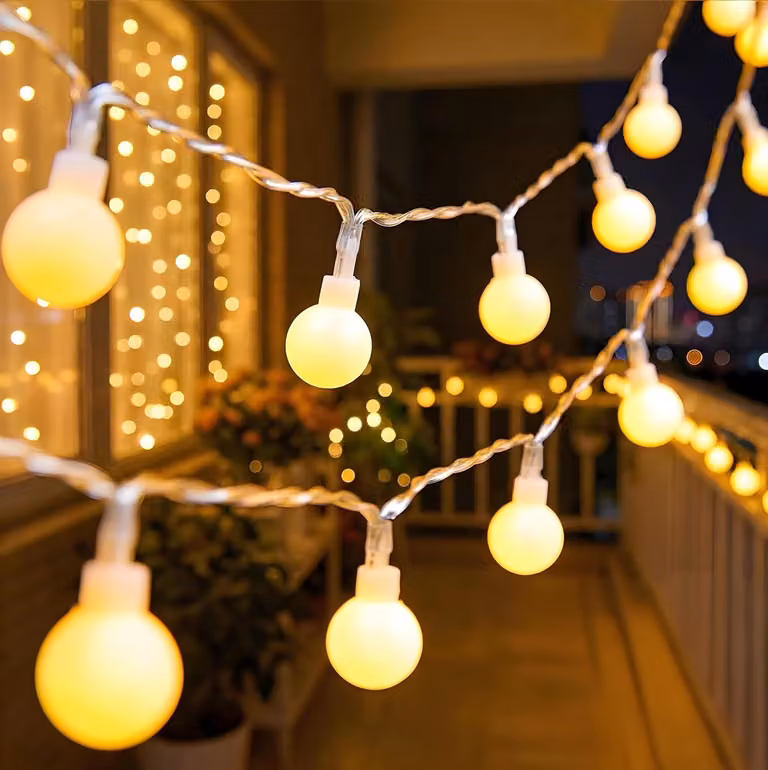 Catena luminosa da campeggio, 5 metri - 40 LED - A batteria - Con timer - Luce calda - Ideale per Natale - Adatta per interni ed esterni