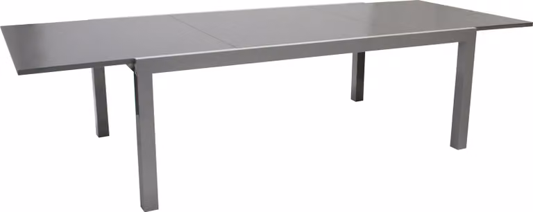 DEGAMO Tavolo da giardino allungabile da pranzo in vetro MARINA XXL, 200/300 x 110 cm, alluminio + vetro grigio