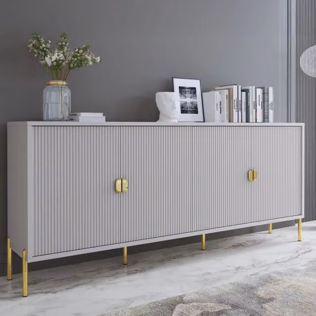 Madia Arpina DMORA con cassetti soft close, design moderno, colore beige, L: 203 cm, P: 49 cm, H: 83 cm