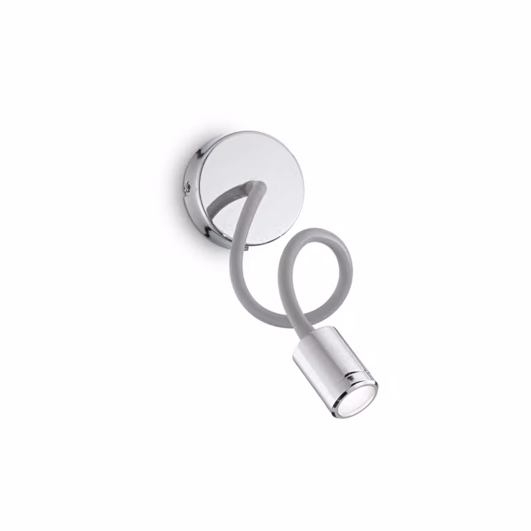 IDEAL LUX Applique da parete a LED Focus 1, Cromo / Argento, Soggiorno / Sala da pranzo, Metallo, Moderno, Applique a LED