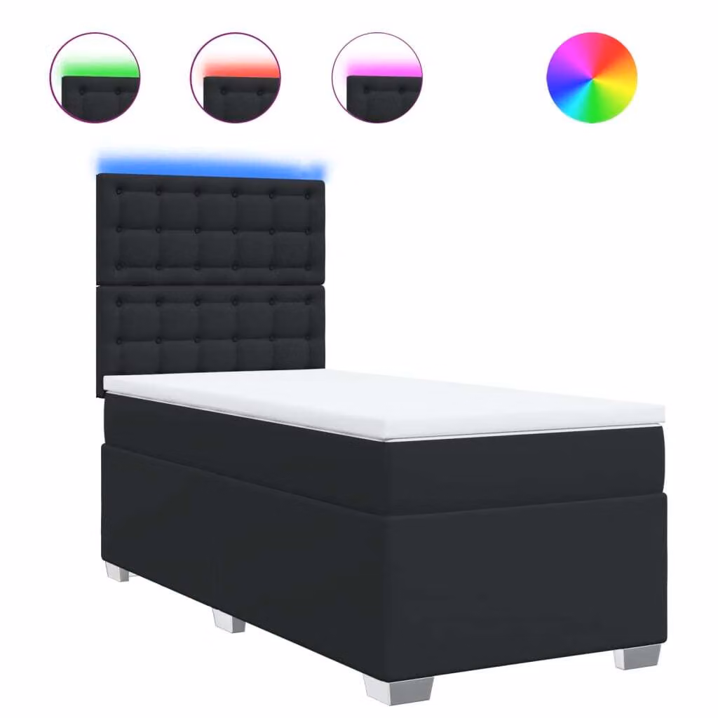 Giroletto a Molle con Materasso Nero 90x190 cm in Pelle finta