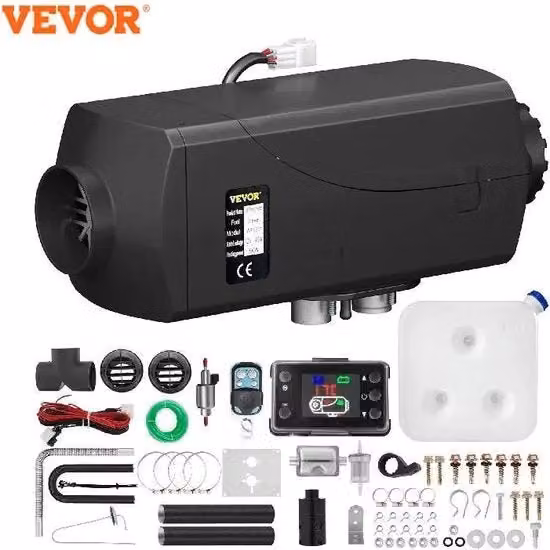 Stufa a Stand 12V - Riscaldamento Auto - 5KW - Riscaldatore d'Aria con Interruttore LCD - Stufa a Stand 12 Volt - Riscaldatore per Auto, Bus, Camper, Camion - Nero Modello: 5KW 12V Luchtverwarmer con LCD Schakelaar