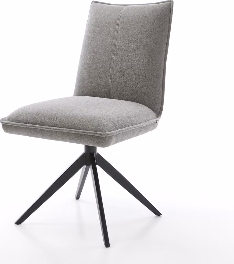 DELIFE sedia girevole Lelio-Flex tessuto strutturato grigio morbido telaio trasversale nero largo funzione dondolo girevole a 360° nucleo a molle tascabili