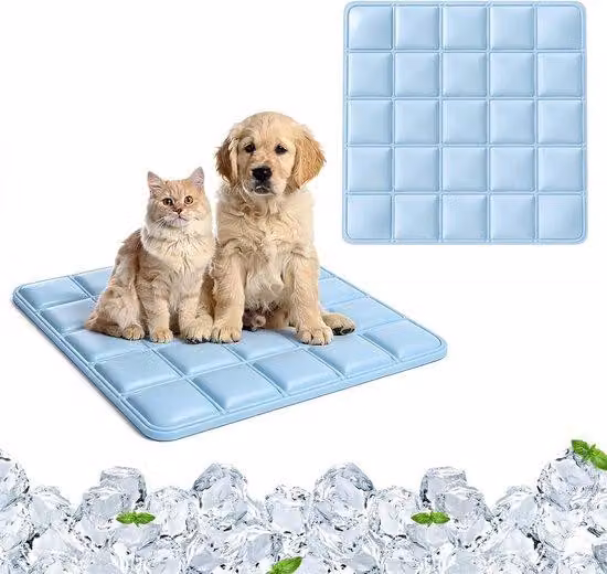 Tappetino refrigerante per cani e gatti VHV - Tappetino autorigenerante per animali domestici, 40x40 cm - Blu, in PVC - Adatto per cuccie, trasportini e viaggi
