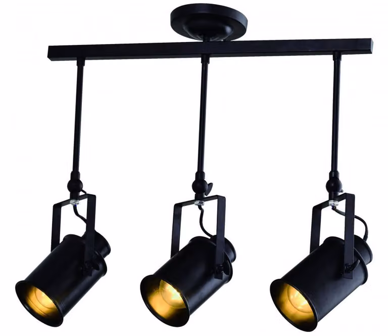 GTV - Lampada da soffitto DEMIR 3,4014, AC220-240V, 50/60Hz, 3*E27, IP20, doppia, nera