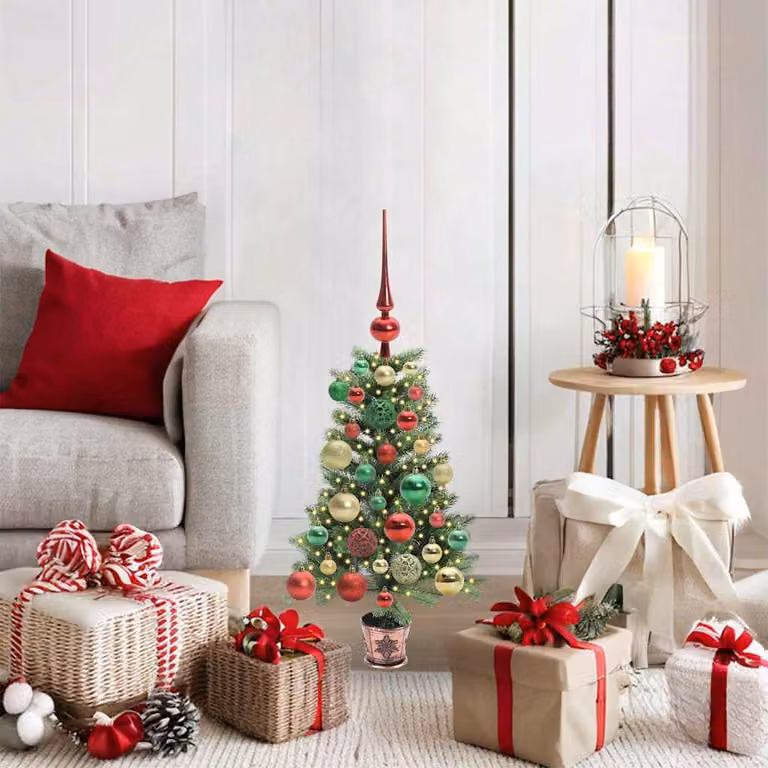Maison Exclusive - Albero di Natale con 150 luci LED, base inclusa, colore verde, altezza 65 cm, materiale: polietilene