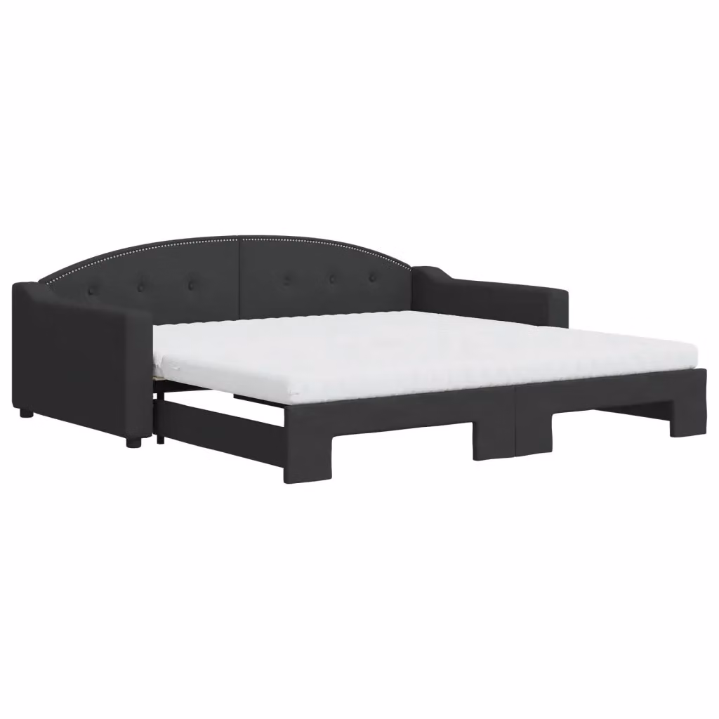 Divano Letto Estraibile vidaXL in Tessuto Nero con Materasso, Ideale per Soggiorno e Camera da Letto, L/P/H: 223 x 110 x 75 cm, Dimensioni Materasso: 100 x 200 cm – 2
