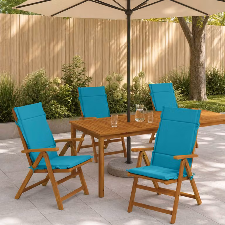 Set di 4 cuscini per sedia alta vidaXL GEMERT in poliestere, colore turchese