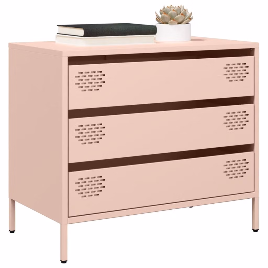 Credenza vidaXL Rosa in Metallo per Soggiorno o Camera da Letto L: 68 cm, P: 39 cm, H: 58,5 cm