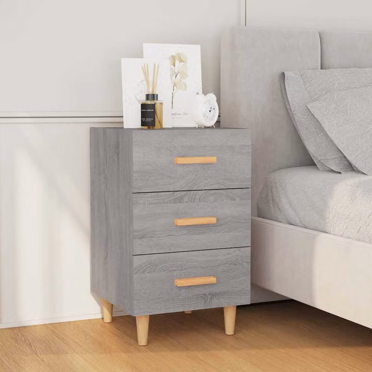 Comodino moderno vidaXL in legno multistrato grigio da appendere alla parete L/P/H: 40 x 40 x 66 cm