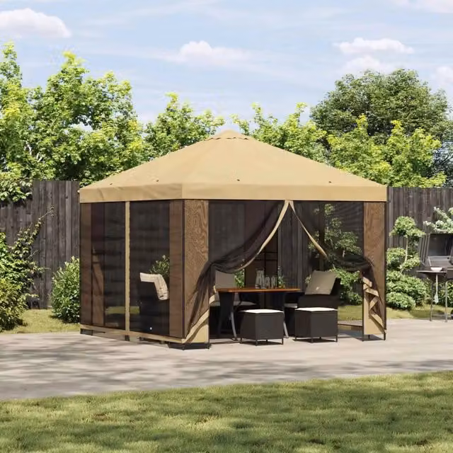 Gazebo 3 x 3 m Crema Poliestere e Acciaio 190 gsm 900350