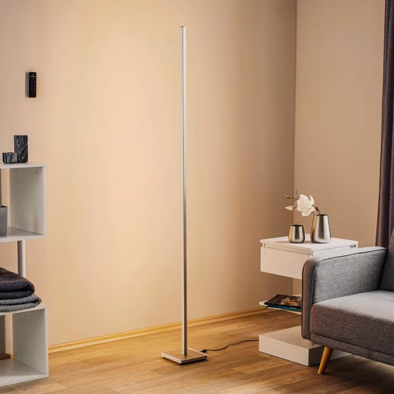Evotec Lampada da terra a LED Orix, dimmerabile, Bianco / Opale, Soggiorno / Sala da pranzo, Alluminio, Moderno, Lampada LED da terra