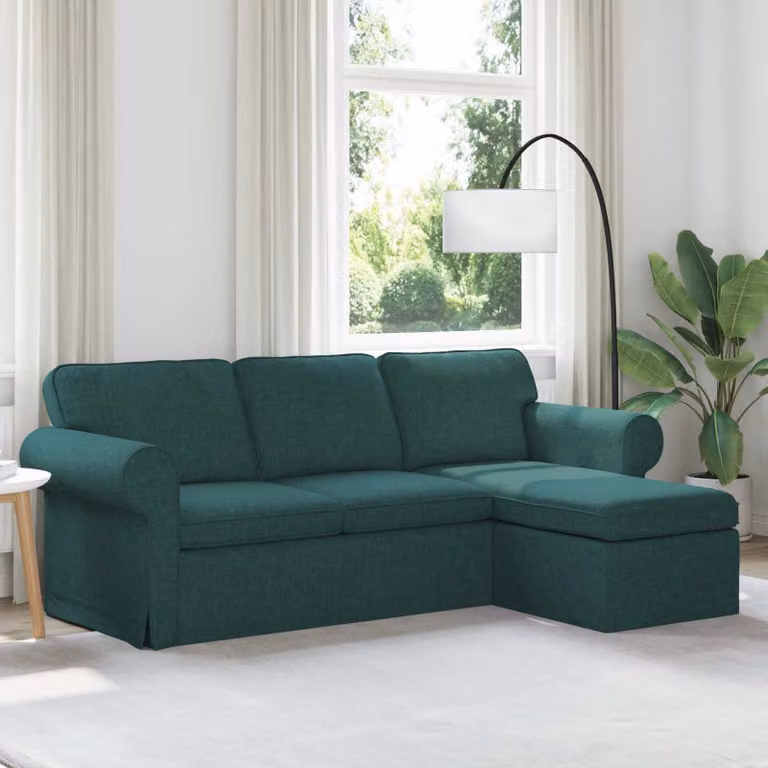 vidaXL Divano ad L moderno in tessuto verde con struttura in metallo L/P/H: 215 x 138 x 80 cm