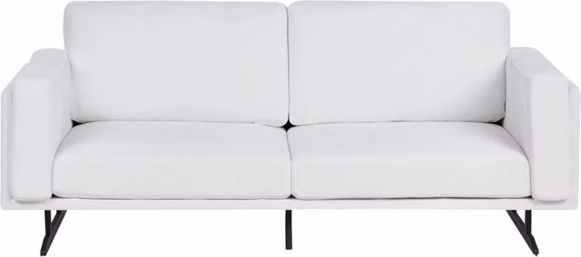 Divano Tessuto Bianco Rivestimento Gambe in Metallo Moderno