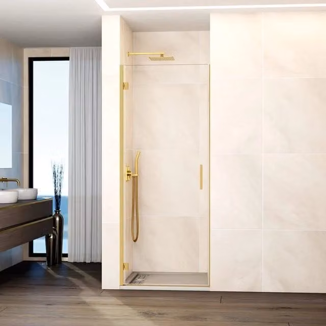 Box doccia frontale GLASS 1 porta battente 70 cm (68,2-70,2) oro trasparente