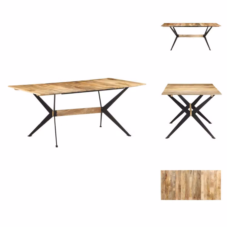 vidaXL Tavolo da pranzo 180x90x76 cm in legno massello di mango - Tavoli da pranzo