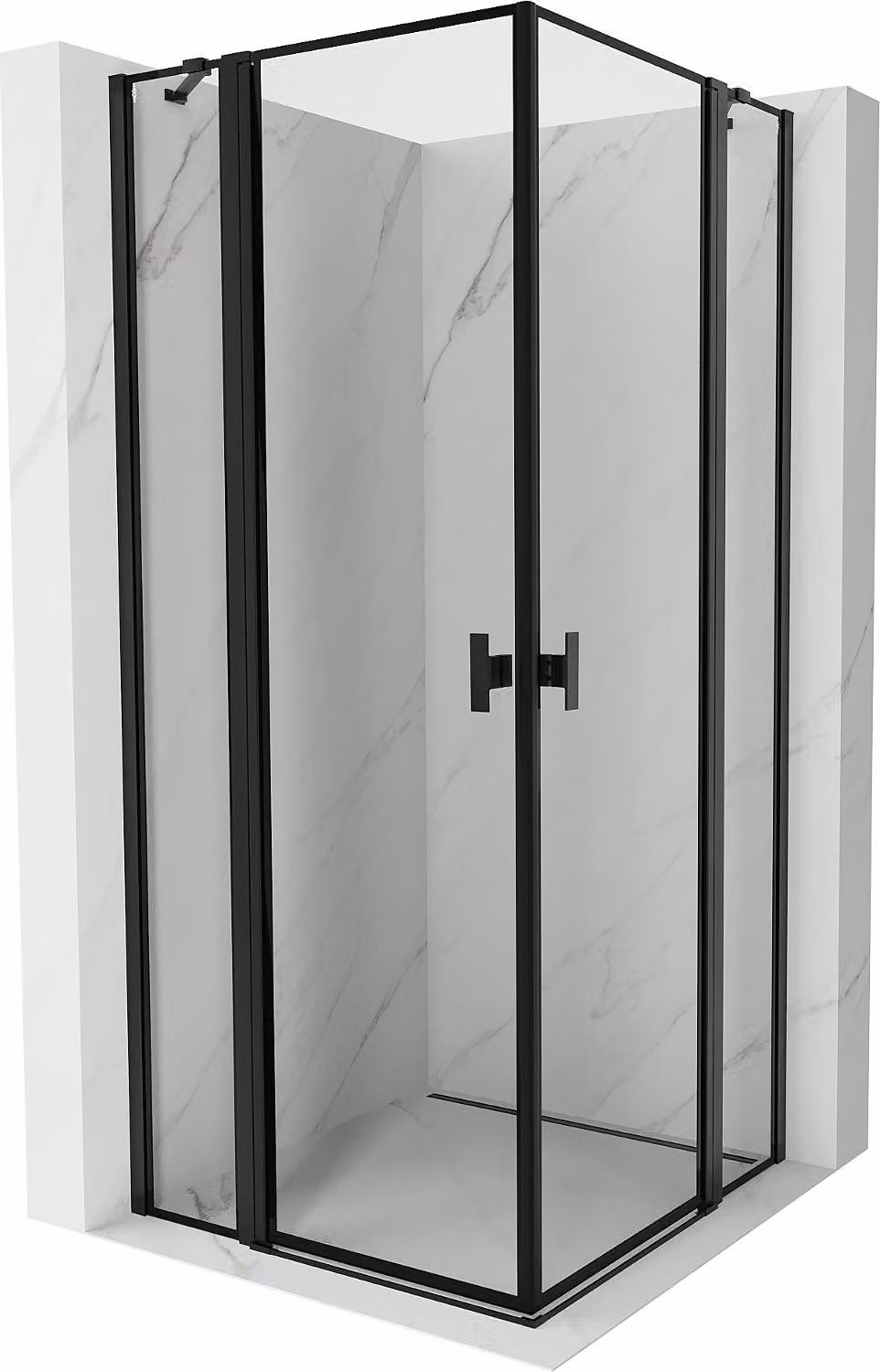 Mexen Mist Duo cabina doccia a battente 95 x 95 cm, cornice nera, nero - 8A4-095L-095P-70-70