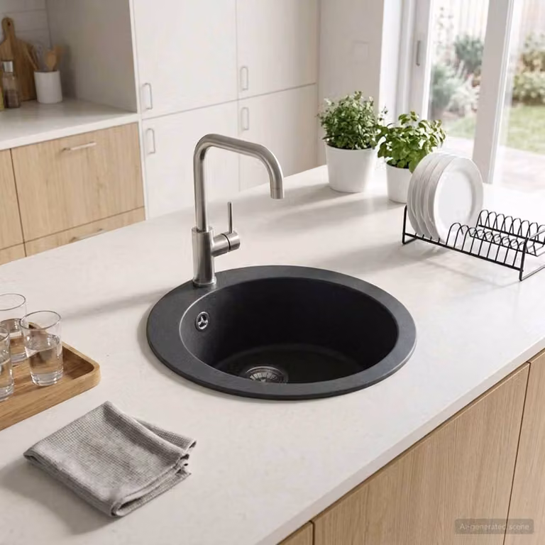 Lavello da cucina a una vasca vidaXL in granito colore antracite L: 50,5 cm, P: 29 cm, H: 19 cm