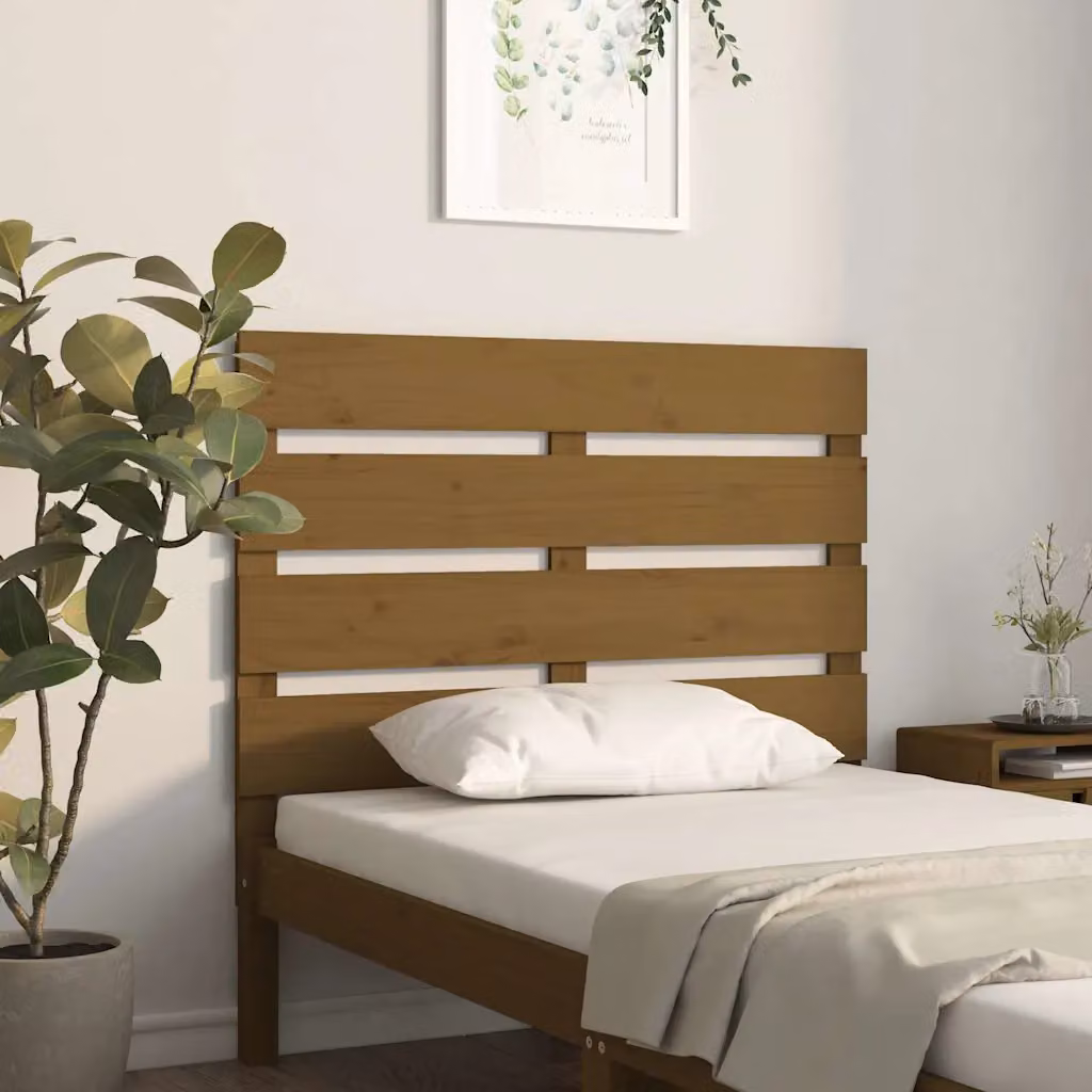 Testiera per letto vidaXL in legno massello di pino, colore marrone ambra, L 75 cm x P 3 cm x H 80 cm