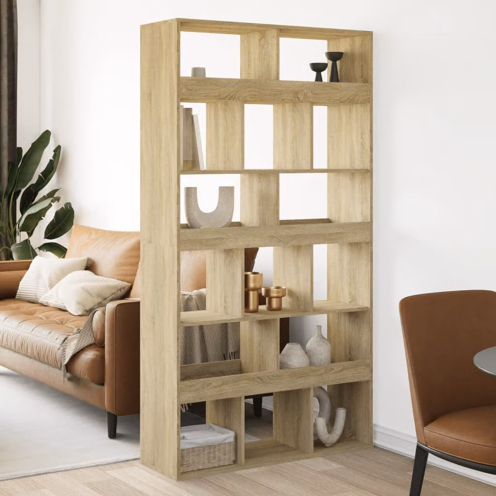 Libreria vidaXL Rovere Sonoma in MDF marrone per soggiorno o ufficio, L: 100 cm, P: 33 cm, H: 187,5 cm