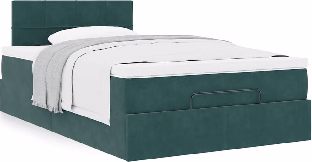 Maison Exclusive - Letto ottomano con materasso verde scuro 120x190 cm velluto