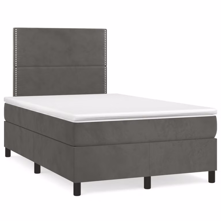 Giroletto a Molle con Materasso Ibrido vidaXL in Velluto Grigio e Bianco L/P/H: 120 x 200 cm