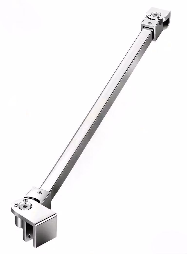 Supporto per vetro di cabina doccia, 600 mm, girevole a 180°, per vetri da 6-10 mm, colore argento