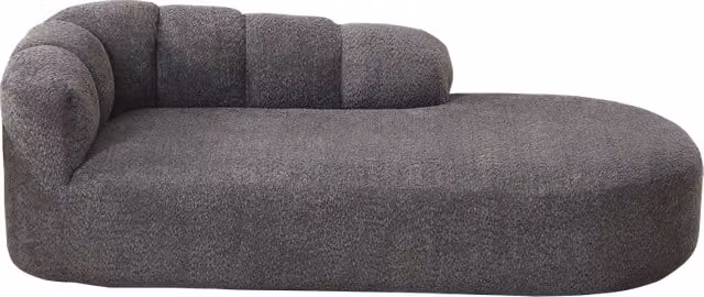 Chaise longue relax Chicfurn in chenille grigio antracite con schienale ondulato ergonomico e seduta imbottita per soggiorno L: 100 cm, P: 35 cm, H: 35 cm – 1