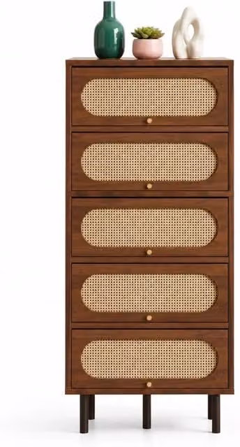 Mobile contenitore alto 80x40x163 cm con 5 ante a ribalta in MDF e truciolare; noce